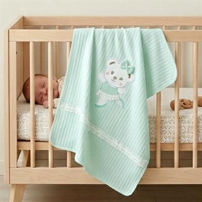 SEBİ PRİME Dantelli Battaniye ( Mint )