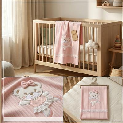 SEBİ PRİME Dantelli Battaniye ( Somon )