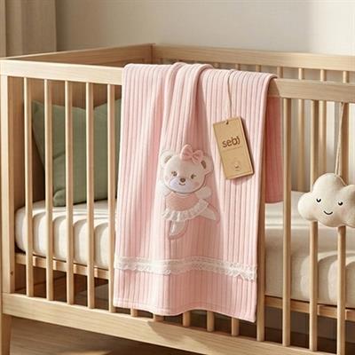 SEBİ PRİME Dantelli Battaniye ( Somon )