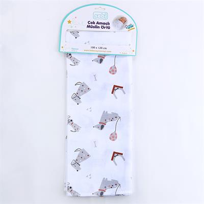 Sebi Prime Desenli Müslin Örtü (100x120)
