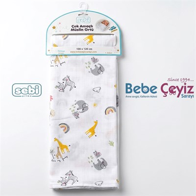 Sebi Prime Desenli Müslin Örtü ( 100x120 cm)