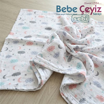 Sebi Prime Desenli Müslin Örtü ( 100x120 cm)