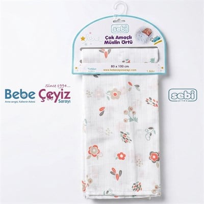 SEBİ PRİME Desenli Müslin Örtü ( 80 x 100 cm )