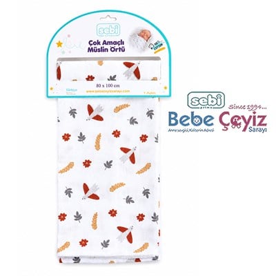 SEBİ PRİME Desenli Müslin Örtü ( 80 x 100 cm )