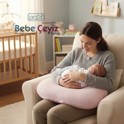 Emzirme Minderi...Waffle Pembe