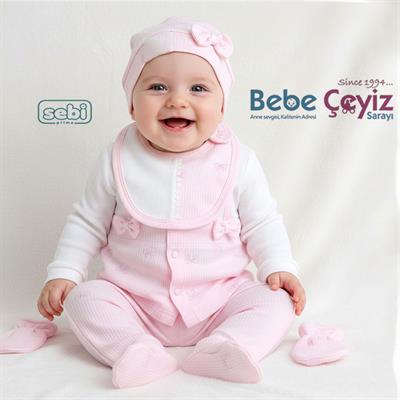 SEBİ PRİME Fiyonk Desenli 5li Hastane Çıkışı ( Pembe ) ( 0-3 Ay )