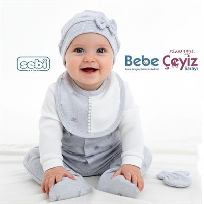 SEBİ PRİME Fiyonk Desenli 5li Hastane Çıkışı ( Gri ) ( 0-3 Ay )