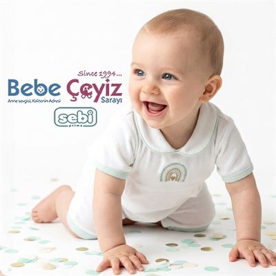 SEBİ PRİME Gökkuşağı İşlemeli Patiksiz Tulum ( Ekru Mint )