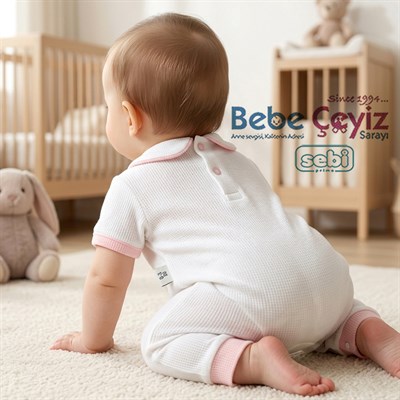 SEBİ PRİME Gökkuşağı İşlemeli Patiksiz Tulum ( Ekru Somon )