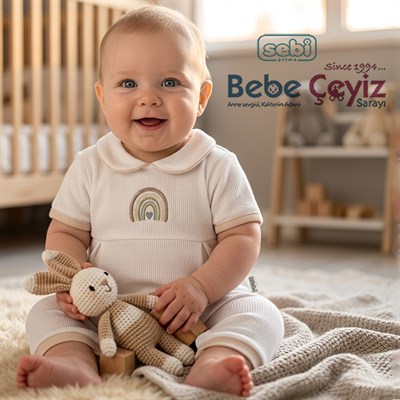 SEBİ PRİME Gökkuşağı İşlemeli Patiksiz Tulum ( Ekru Bej )