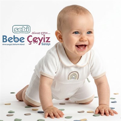 SEBİ PRİME Gökkuşağı İşlemeli Patiksiz Tulum ( Ekru Bej )