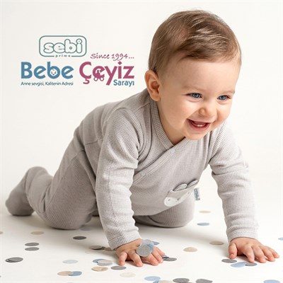 SEBİ PRİME Kedili Kruvaze Waffle Tulum ( Gri )