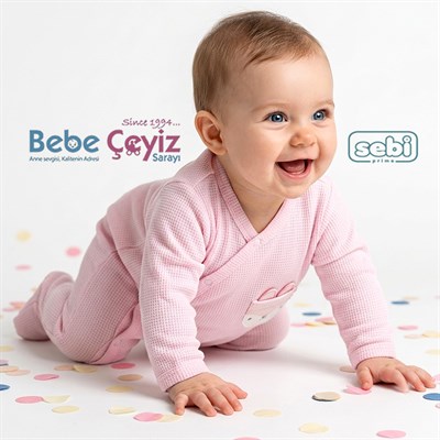 SEBİ PRİME Kedili Kruvaze Waffle Tulum ( Pembe )