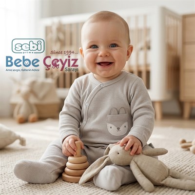 SEBİ PRİME Kedili Kruvaze Waffle Tulum ( Gri )