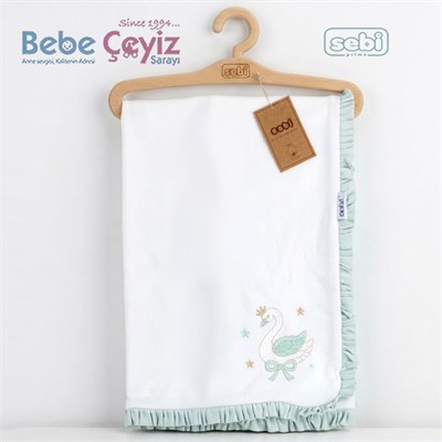 Sebi Kuğulu Battaniye Ekru-Mint