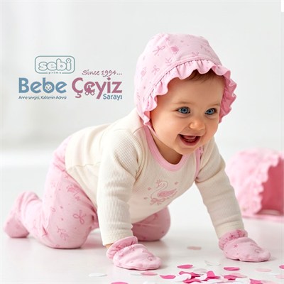 Sebi Kuğu Temalı 5Li Hastane Çıkışı Ekru-Pembe
