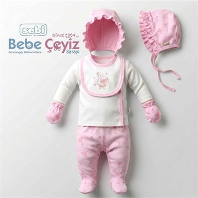 Sebi Kuğu Temalı 5Li Hastane Çıkışı Ekru-Pembe