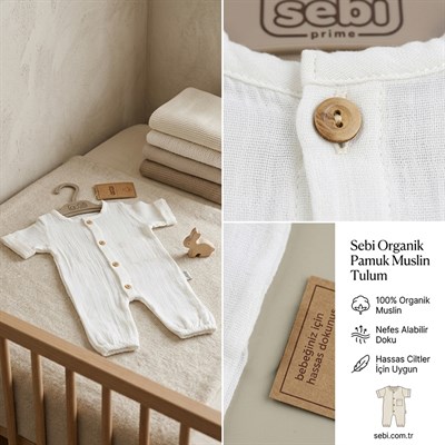 SEBİ PRİME Müslin Kısakol Tulum ( Ekru )