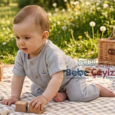 SEBİ PRİME Müslin Kısakol Tulum ( Gri )