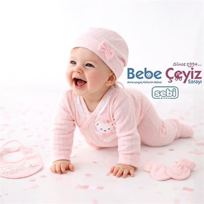 SEBİ PRİME Raporlu Dantelli 5li Hastane Çıkışı ( Somon ) ( 0-3 Ay )