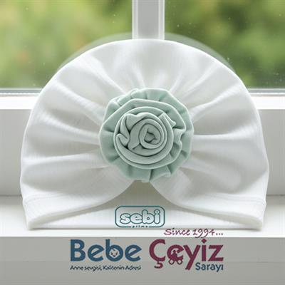 SEBİ PRİME Raporlu İnterlok Ortası Güllü Şapka ( Ekru Mint )