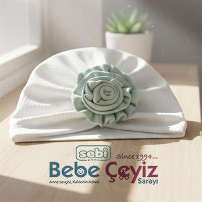 SEBİ PRİME Raporlu İnterlok Ortası Güllü Şapka ( Ekru Mint )