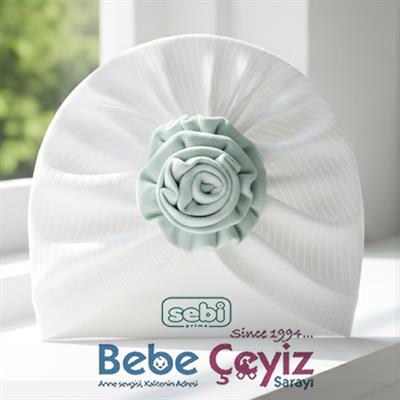 SEBİ PRİME Raporlu İnterlok Ortası Güllü Şapka ( Ekru Mint )