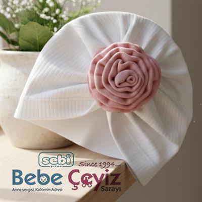 SEBİ PRİME Raporlu İnterlok Ortası Güllü Şapka ( Ekru Pembe )