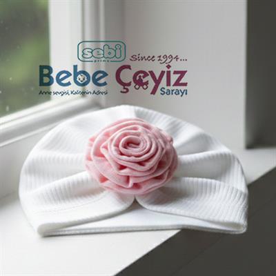 SEBİ PRİME Raporlu İnterlok Ortası Güllü Şapka ( Ekru Pembe )