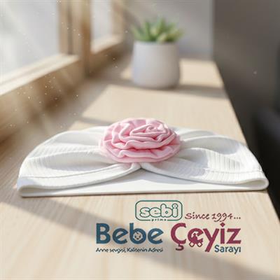 SEBİ PRİME Raporlu İnterlok Ortası Güllü Şapka ( Ekru Pembe )