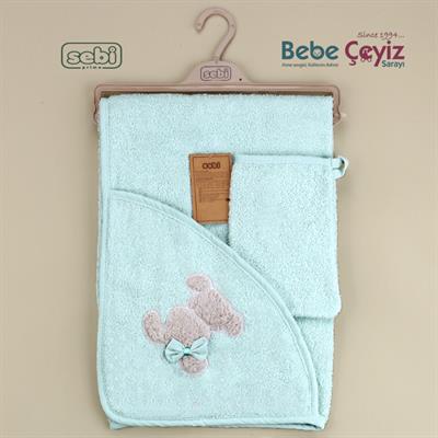 Banyo Havlusu...Tavşan Desen Mint