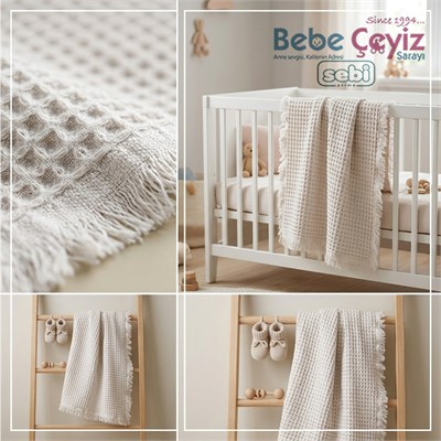SEBİ PRİME Waffle Battaniye ( Gri )