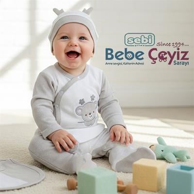 SEBİ PRİME  Waffle Kumaş Yıldız Ayılı 5li Hastane Çıkışı ( Gri ) ( 0-3 Ay )