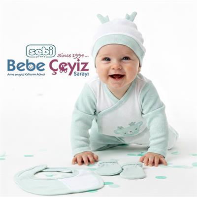 SEBİ PRİME  Waffle Kumaş Yıldız Ayılı 5li Hastane Çıkışı ( Mint ) ( 0-3 Ay )