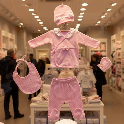 SEBİ PRİME Yaka Fırfırlı Puanlı 5li Hastane Çıkışı ( Pembe ) ( 0-3 Ay )
