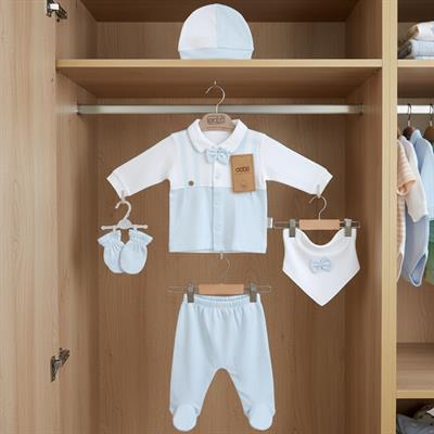 Hastane Çıkışı...Yaka Papyonlu 5 li Askı Bakılı Mavi