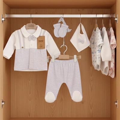 Hastane Çıkışı...Yaka Papyonlu 5 li Askı Bakılı Gri