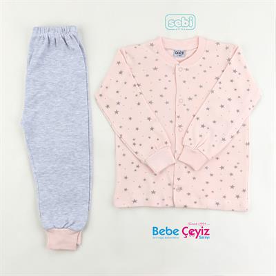 SEBİ PRIME Yıldız Desen Çıtçıtlı Pijama Takım
