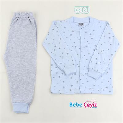 SEBİ PRIME Yıldız Desen Çıtçıtlı Pijama Takım
