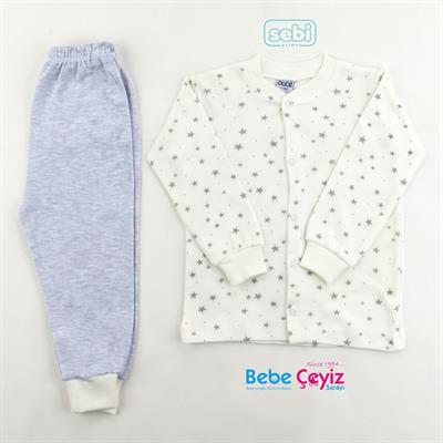 SEBİ PRIME Yıldız Desen Çıtçıtlı Pijama Takım