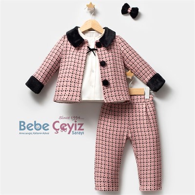 TONGS BABY Şanel 3lü Takım ( Pembe )