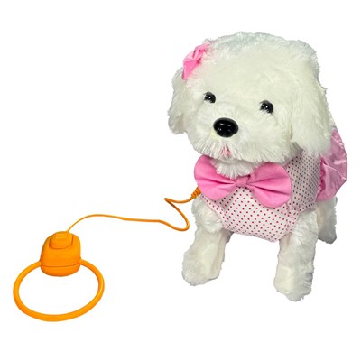 VARDEM Peluş Tasmalı Yürüyen Pembe Fiyon Köpek