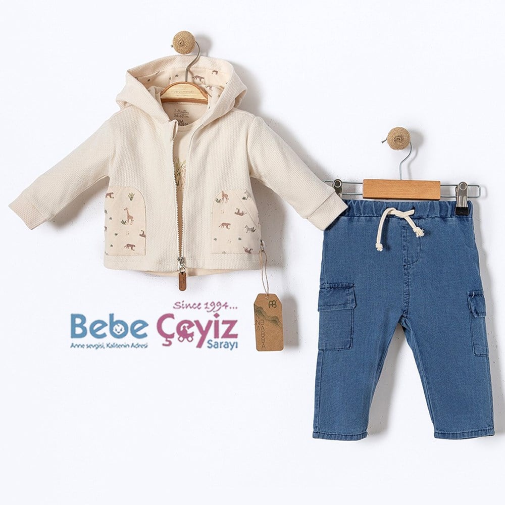 ANNABABBA Safari Time 3'lü Takım Hırkalı  ( Bej )