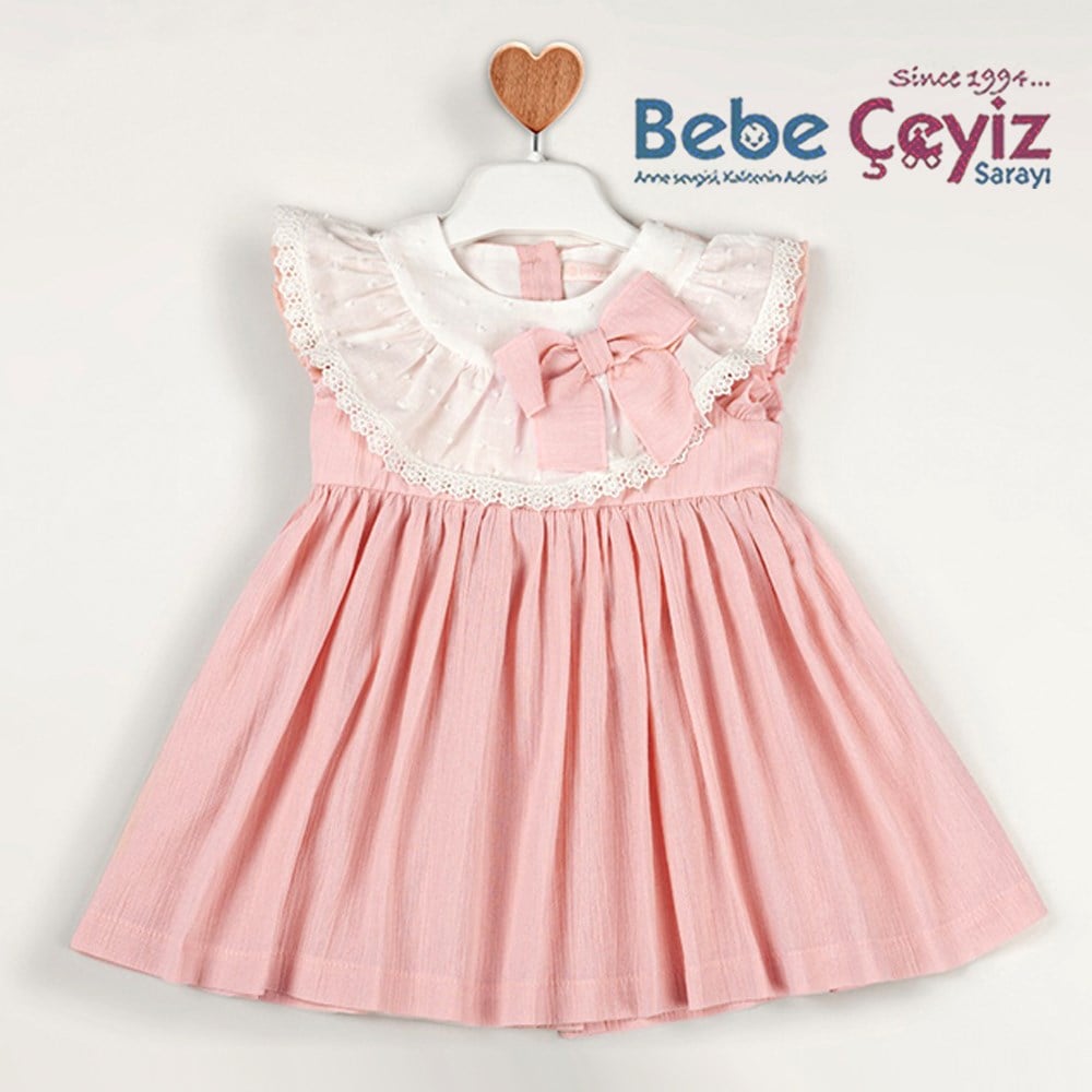 BABY ROSE Yakası Fırfırlı Şile Bezi Elbise 