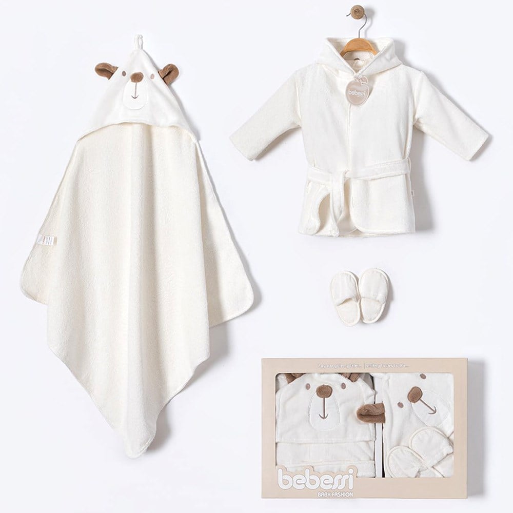 BEBESSİ Big Bear Bornoz Set ( Ekru )
