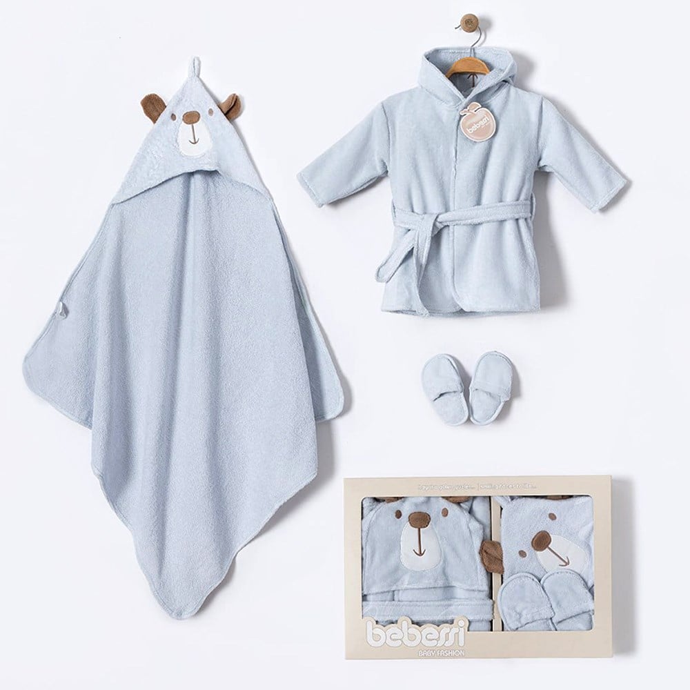 BEBESSİ Big Bear Bornoz Set ( Mavi )