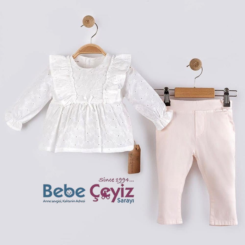 BEBESSİ Brodeli Bluz 2'li Takım  