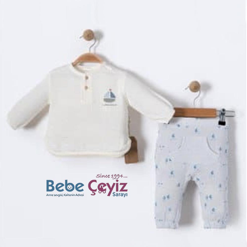 BEBESSİ Gömlekli Little Sailor 2'li Takım  ( Mavi )