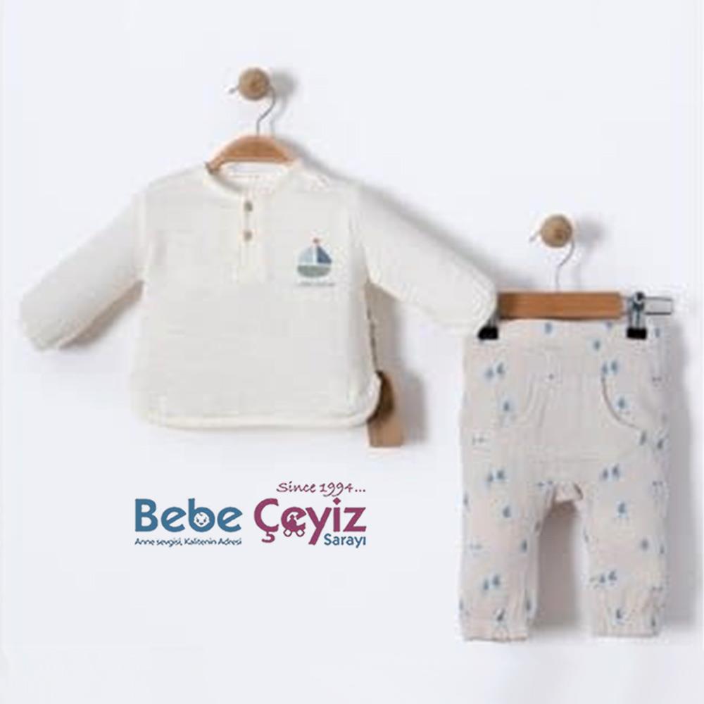 BEBESSİ Gömlekli Little Sailor 2'li Takım  ( Gri )