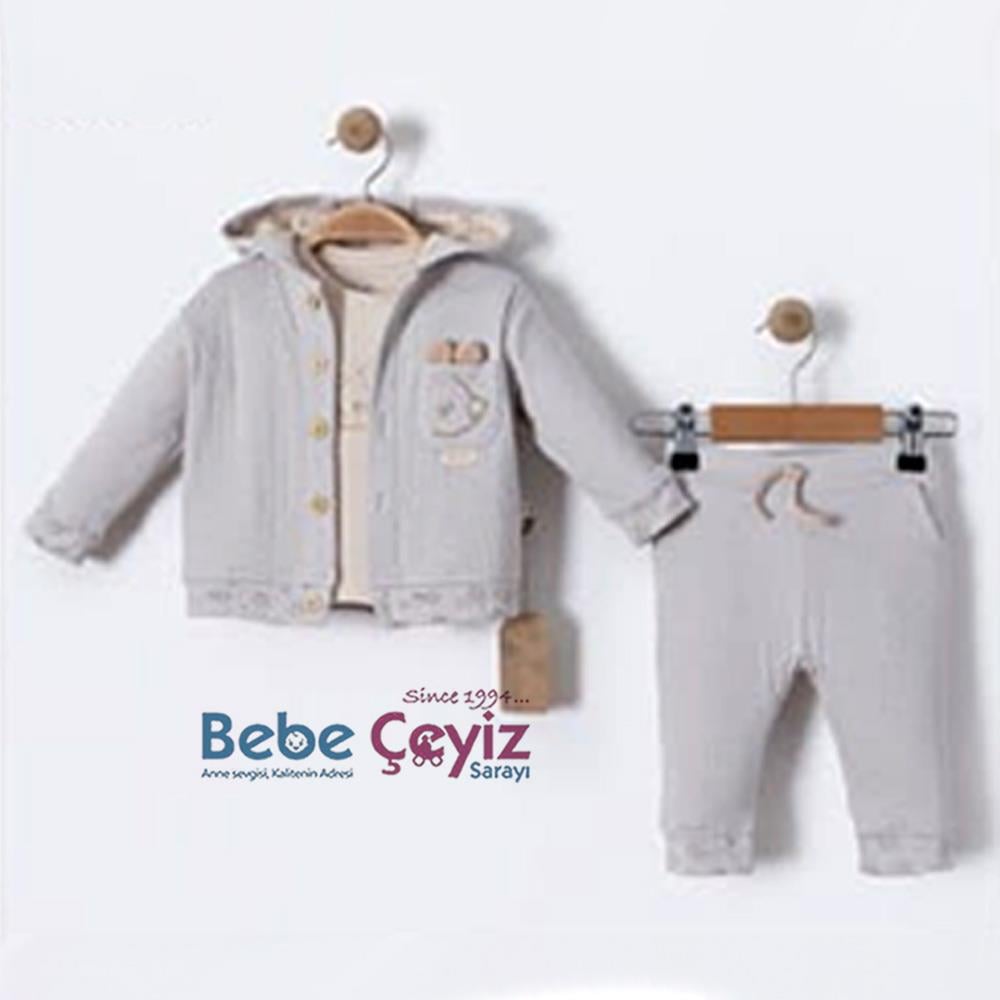 BEBESSİ Hırkal Müsicans 3'lü Takım ( Gri )
